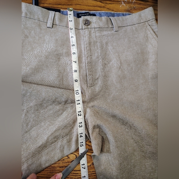 Banana Republic Men's Aiden Chino Slim Leg Linen High Rise Pants sz 34x30, Tan. - Picture 12 of 16